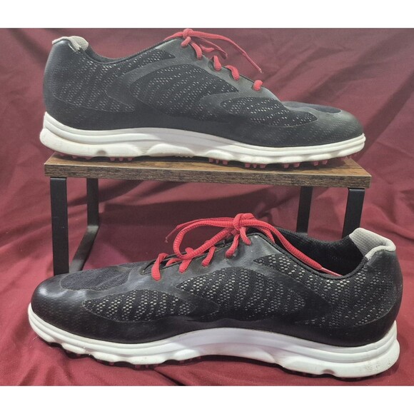 FootJoy SuperLites Size 11 XP Spikeless Golf Shoes Black Red Mesh Light EUC main image 4
